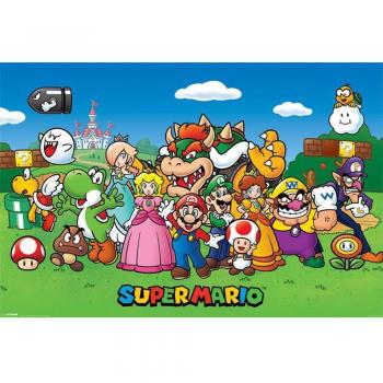 Jump & Run Mario Poster – Luigi, Yoshi, Toad, Wario – 91,5 × 61 cm