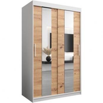 Boliwia 120 – Armoire double porte coulissante avec miroir et accessoires de rangement (120 × 200 × 62 cm), blanc