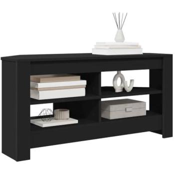 VidaXL Meuble TV d’Angle Noir 102 × 40,5 × 45 cm – Bois d’ingénierie