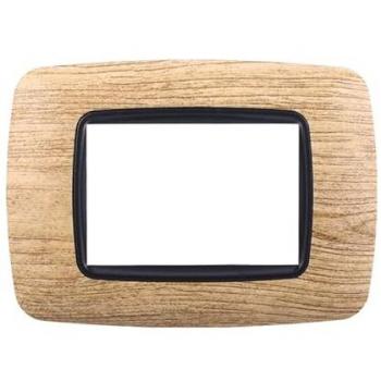 Plaque Arrondie 3 Modules Ettroit Bticino Bois Clair