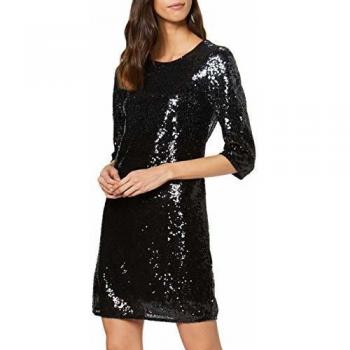 Vestido Only Onlmanilla 3/4 Jrs, Gris con Detalle en Secuencia Negra