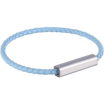 Gevlochten leren herenarmband met RVS sluiting