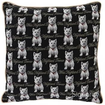 Signare Tapestry Cushion Cover 18 x18 inches Decorative Sofa Cushions with Poodle Design (CCOV-POO)
