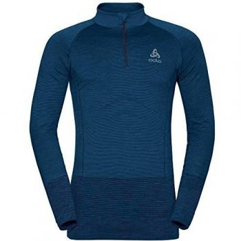 Pull Homme Odlo Seamless 1/2 Zip QUAGG, Bleu Opal-Peacoat, FR : S