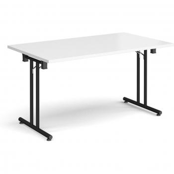 Foldable Dining Table with Black Legs and Straight Foot Rails