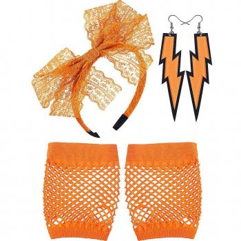 Gants de danse orange + Boucle d'oreilles en pêche – Ensemble