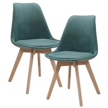 Set di Sedie con Seduta Imbottita in Velluto Verde Scuro