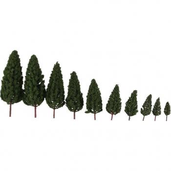 20pcs Dark Green Miniature Trees for Model Layouts (1:50-400 Scale)