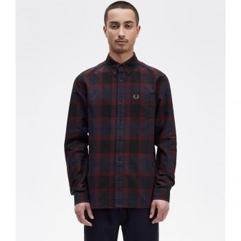 Camisa Fred Perry de tartán granate y marino