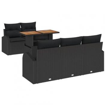 Set Poltrona da Esterno con Cuscino – 6 Pezzi – Nero