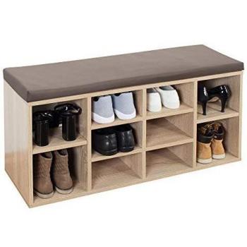 RICOO Scarpiera con Seduta e Cuscino in Rovere Sonoma 104 x 49 x 30 cm