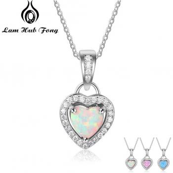 Collares y colgantes de ópalo en forma de corazón con circonitas de Plata 925