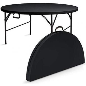 Tavolo rotondo pieghevole per 8 persone, nero