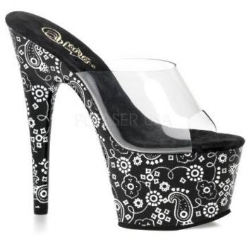 Glamouröse Stiletto-Bandana-Slides in Schwarz-Weiß – Größe EU 40/41