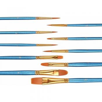 10-Piece Set of Round Pointed Paint Brushes for Watercolor and Oil Painting