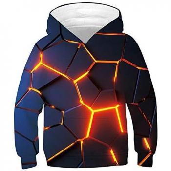 SunFocus Felpa 3D Stampa Bambino Lava Felpa a Maniche Lunghe con Hoodie Grafico con Tasca S