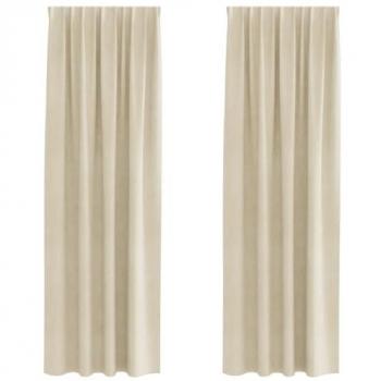 Tende Blackout in Velluto Crema 140×225 cm, Con Nastro Superiore (2 Pcs) – Vidaxl