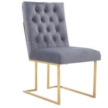Gold‑Framed Siena Velvet Dining Chair – Modern Grey Upholstery