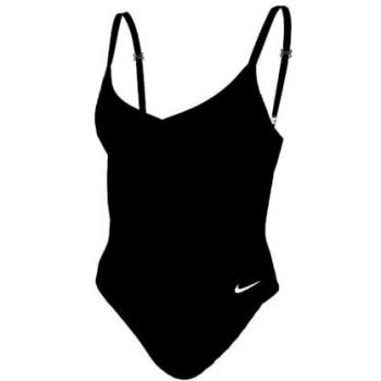 Nike Women's Essential V‑Neck Swimsuit in Black – M (Midweight)