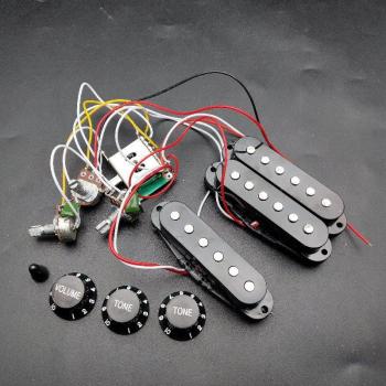 Sistema de Enchufes Eléctricos para Guitarra con Cable Interrupción 5 Vías, 2 Taps 1 Vía, SSS Pickup N/B