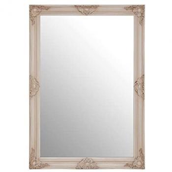 White Wooden Frame Round Wall Mirror