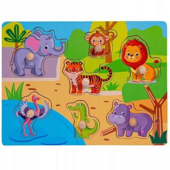 Smily Puzzle Zoo con Maniglie in Legno (7 Pezzi)