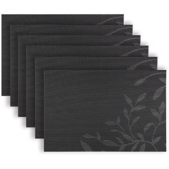 Homcomodar Dining Room Placemats Set of 6 (Black)