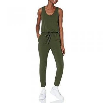 Daily Ritual Women's Supersoft Terry Sleeveless Jumpsuit, Olive