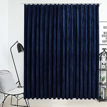 Sonata Blackout Curtain with Hooks Velvet Dark Blue 290x245 cm