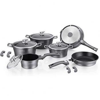 Ensemble de cuisine Royal Line RL-ES2014M, 14 pièces, revêtement marbre, poignées amovibles