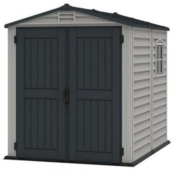 Casetta da Giardino in PVC Resistente StoreMate Plus 187x190 cm Colore Grigio Chiaro e Scuro con Pavimento