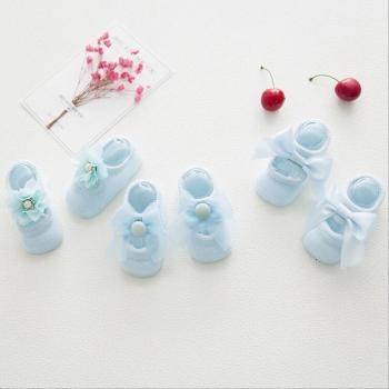 Lot de 3 socquettes anti-glisse en coton pour bébé fille, avec nœud