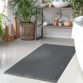Hochflor Badematte »Topia Mats«, rutschhemmend, waschbar, strapazierfähig, Kaninchen Haptik, Polyester