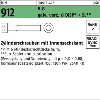 Zylinderschraube DIN 912 M3x8 8.8 Zn DiSP 500 Stück