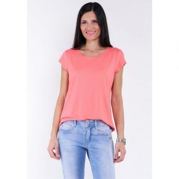 Seidel Moden Damen‑T-Shirt “Kappenärmel” – Figur­spielend, hüftlang – Rot (Apricot) – Jersey Obermaterial – Made in Germany