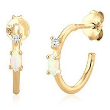 Creola Elli Opale Zircetta – Orecchino Cerchio (fem) Argento Sterling 925
