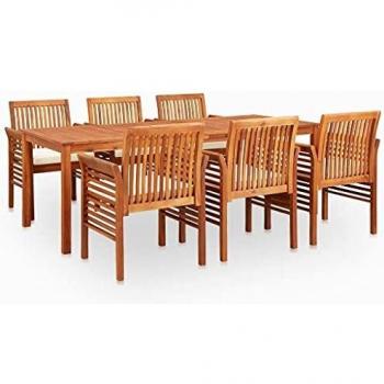 7-Piece Outdoor Dining Set with Cushions in Acacia Wood