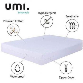 Amazon Brand – Umi Anti Bed Bug Mattress Protector, Total Encasement Cover With Zipper, Breathable Cotton Terry
