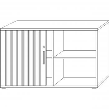 Hammerbacher Rolladenschrank 2FH Ahorn Holz, Metall 1.200 x 400 x 748 mm