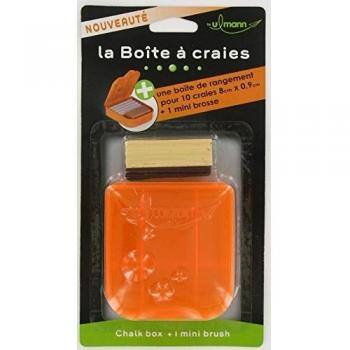 Boîte de craies et brosse en bois