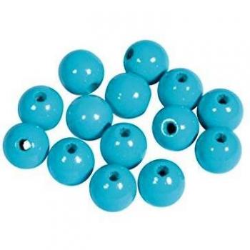 Polierte Holzperlen, 10mm, türkis, 52 Stück, FSC-zertifiziert
