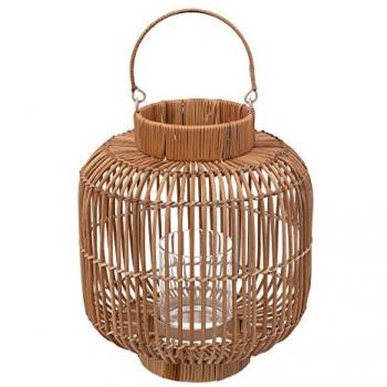 Atmosphera Lanterne Bougeoir en Verre D 25 x H 31 cm Beige