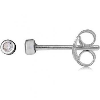 Pendientes de plata ley 925 con diseño Chatón y zirconita