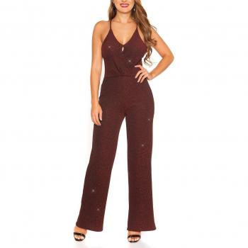 Partyglanz-Long Maxi Overall ohne Rücken mit Trägern