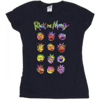 T‑shirt femme XXL bleu marine, motif Rick & Morty face en coton