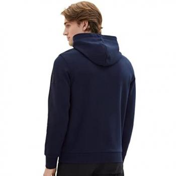 Felpa con Cappuccio Uomo Tom Tailor 1037751 Stampa Frontale Sky Captain Blue M
