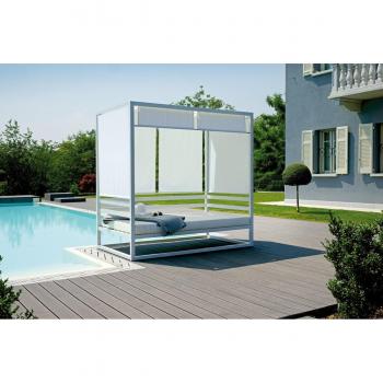 Sofà da Esterno con Baldacchino Bianco