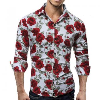 Camiseta casual de lujo para hombre con manga larga y estampado floral