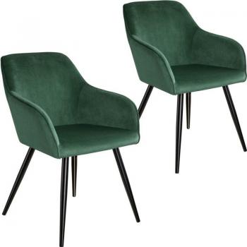 Set di Due Sedie Velluto Verde – Gambe Nere per Sala e Cucina