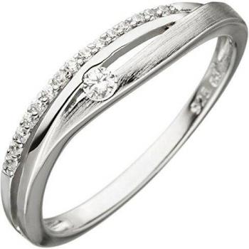 Zirkonia Damenring 925 Silber teil matt Gr. 50